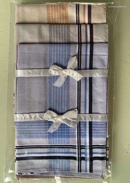 Arco laços de chegada masculino eco hanky selecionado lenço de algodão fino Hankies Gift de presente de casamento 12 pacote de pacote