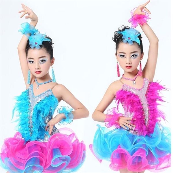 Dancewear Mädchen Jazz Dancewear Kostüm Kinder Moderne Latin Pailletten Ballsaal Party Tanzen Kleid Kind Tutu Kleid Kleidung Für 221007