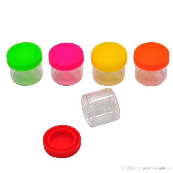 Accessorio fumo 8ML Glass FDA Silicone Jar Wax Oil Dab Concentrate Container Storage Cream Scatola di vetro antiaderente