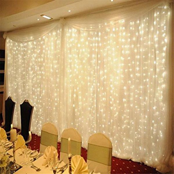 Saiten 5pcs Fairy Vorhangketten Licht 304LED 3M Weihnachten Home Fenster Party Patio Rasen Garten Bar Dekor 31V Safe Low Spannungswärme Weiß