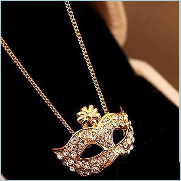 Подвесные ожерелья изысканная маска, инкрустированная хрустальной бриллиантовым коротким ожерельем женского маскарада 201 T2 Drop Delivery 2021 Ювелирные изделия Nearl Dhzu7