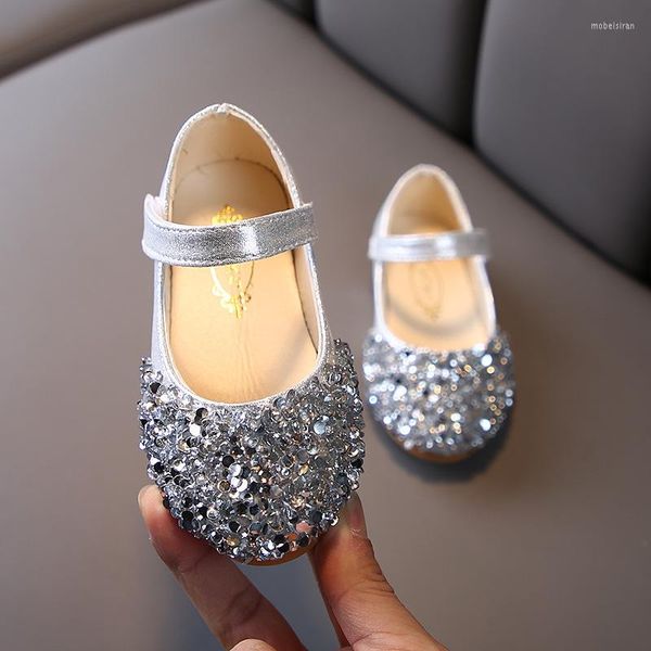 Scarpe basse Bling Neonate Bambini Principessa Per Cocktail Party Abitino da sposa Oro Rosa Argento 1-7 anni