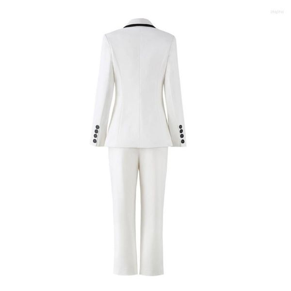 Terno feminino Blazers femininos coreanos Slim Fit Length Complet Complet Blazer Suit Women Women 2 Peças Conjuntos elegantes do Office Lady White Marca Design