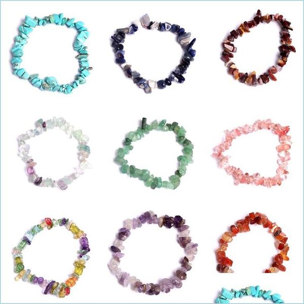 Fios de miçangas de cura natural bracelete de cristal chip sodalite gemstone 18 cm Bracelets de pedra esticada Mista Chakra 68 Drop entrega 20 dhv7f