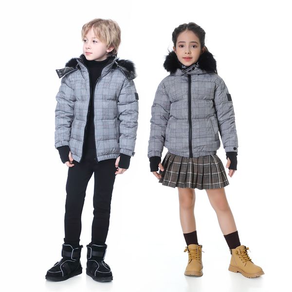 Piumino moda plaid cappotto invernale super caldo addensare imbottitura di alta qualità piumino d'anatra ragazzi ragazze giacca natura pelliccia 221007