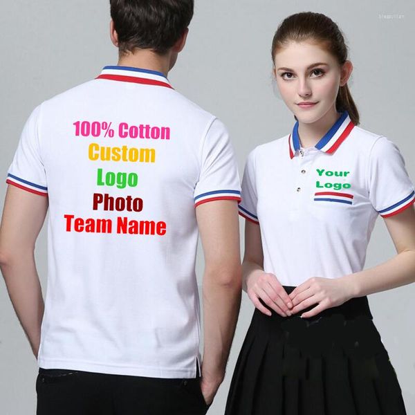 Polo da uomo Team Company Logo personalizzato Po Testo stampato Lavoro Uomo Donna Uniforme personalizzata Smart Casual Top in cotone Camicie Uomo Top 3XL