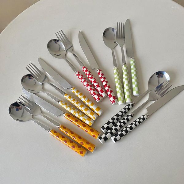 Conjuntos de utensílios de jantar cutelife vida inoxidável em aço de cerâmica colher faca conjunto de acessórios de cozinha doméstica Camping tableware sobremesas de café jantar