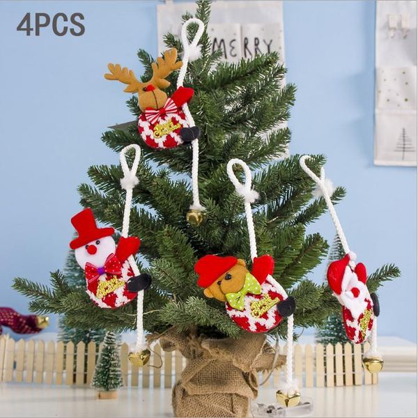 Decorações de Natal 4pcs ornamento pingente de escalada de escalada Papai Noel Bell Navidad Tree pendurada