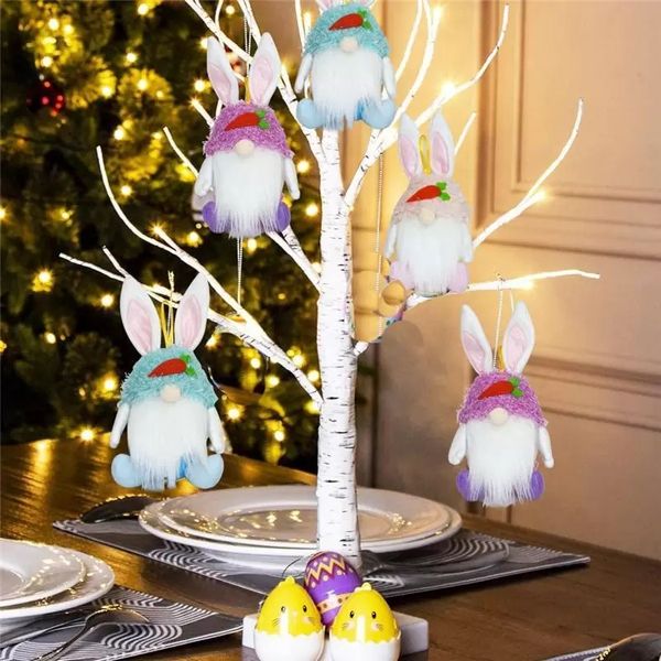 Animali di peluche 21CM Barattolo di caramelle di coniglio senza volto di Pasqua Portaoggetti creativo per coniglietti Regalo di Pasqua per bambini C83