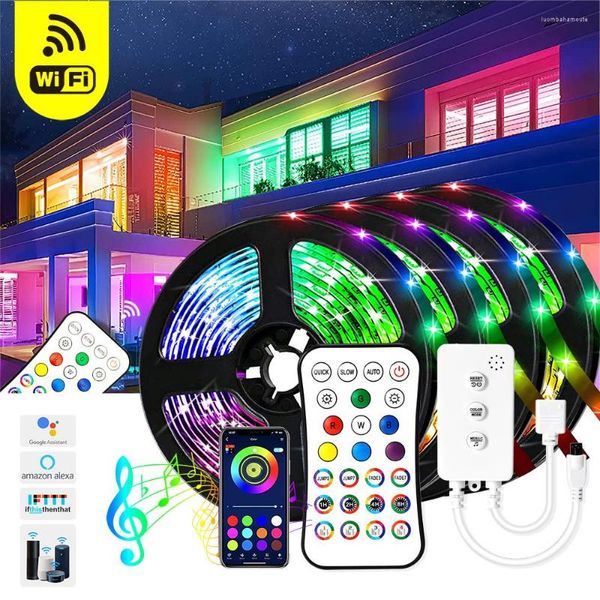 Strisce WIFI LED Strip Lights RGB /2835 Nastro flessibile Fita Tape Diode per camera 30M-5M DC 12V Controller