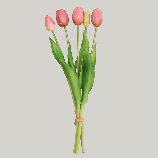Flores de casamento 5 cabeças de tulipas artificiais Flor de buquê para decorações de casamento em casa