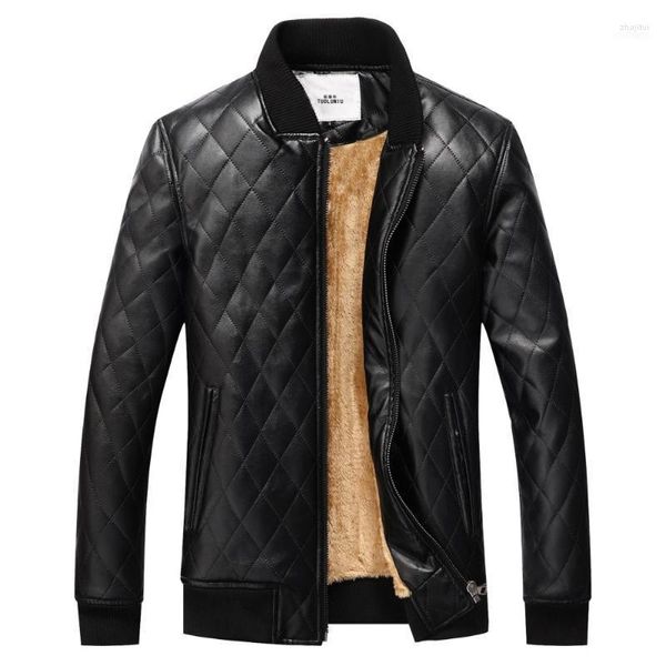 Herren Leder Großhandel - Winterjacke Herren Mantel Markenkleidung Warmes Fell Dicker Samt PU Jaqueta Couro Down Herren11