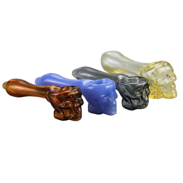 Комплект стеклянных курительных трубок с чашей для черепа Slide Hand Tobacco Herb Pipe Dab Инструменты 4 цвета