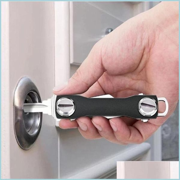 Andere Haushaltsdiverses Smart Key Chain Mini Schlüsselanhänger Kompakter dekorativer Halter Clip Home Storage Metall Aluminium Organizer Outdoor D DHQ8D