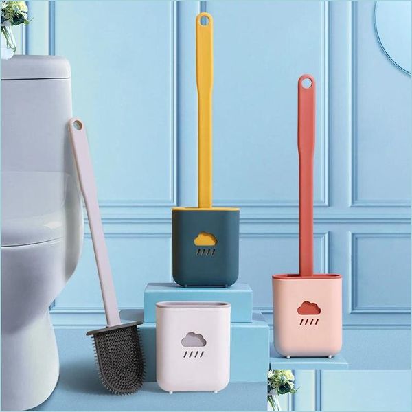 Acessórios de peças a vácuo Sile Bush Brush WC Cleaner com suporte plano de cabeça plana de cerdas macias e macias gap gap Deliv Dhkiz