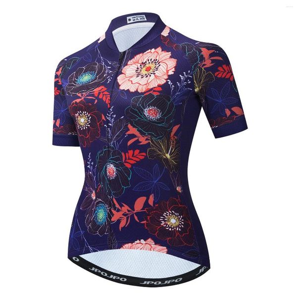 Jackets de corrida 2022 Jersey de ciclismo Bike Mountain Road MTB Top Maillot Bicycle Blouse Short Summer Flower Purple