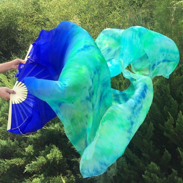 Sahne Giyim Toptan Boyalı Saf Doğal İpek Fan Peçe Göbek Dansı için Seksi 180 cm uzunluğunda dansçı şovu