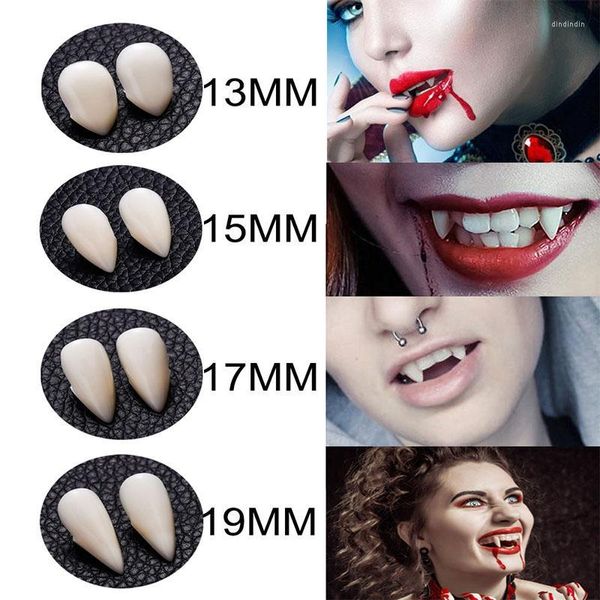 Decorazione per feste Denti da vampiro Zanne Protesi zombi Puntelli di Halloween spaventosi Dente del diavolo con colla dentale Decorazioni per eventi