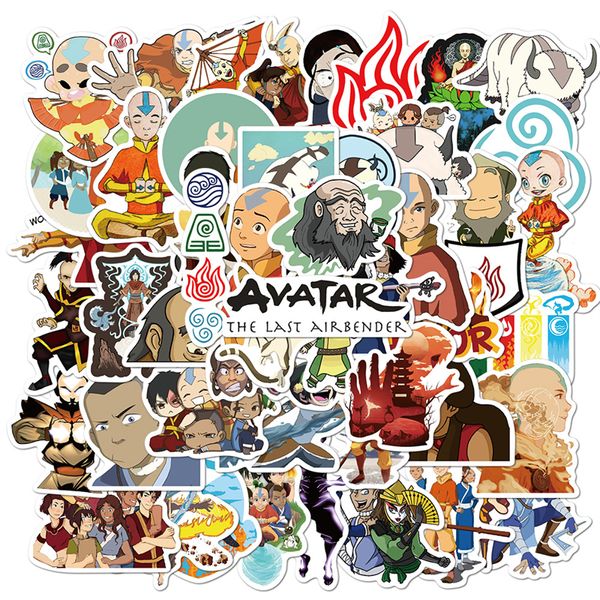 50PCS Anime Avatar Sticker The Last Airbender Graffiti Giocattolo per bambini Skateboard auto Moto Bicicletta Decalcomanie all'ingrosso