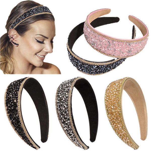 Stirnbänder 2022 Luxus funkelnde Tiara Frauen Stirnbänder Hochzeit Haarschmuck bunte Strass rutschfeste Edelstein Haarbänder Kristall Kopfbedeckung T221010