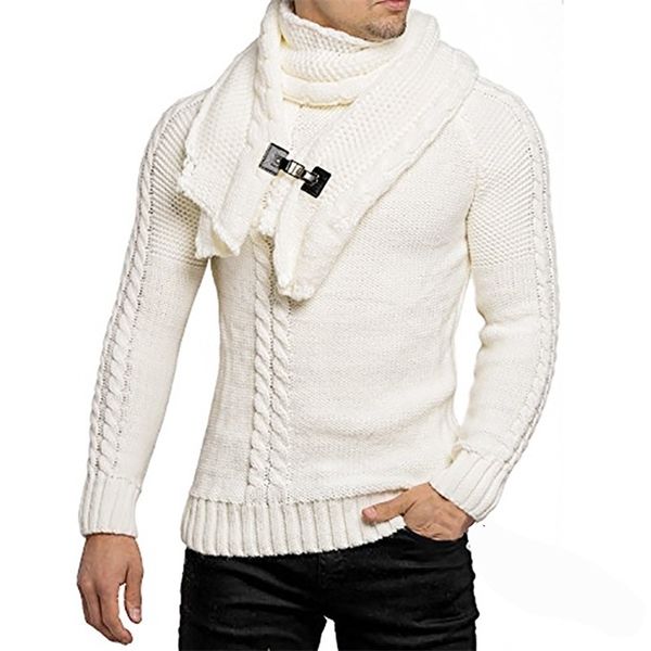 Erkek Sweaters Erkek Kıyafetler Uzun Lonsleeved İnce Yuvarlak Boyun Sweater Çıkarılabilir Deri Toka Bib Kazak Harajuku Erkek Büyük Boy Süveter 221008