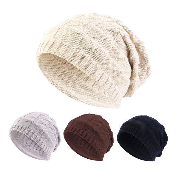 Berretti Uomo Cappello invernale Donna Cappelli lavorati a maglia caldi per uomo Sci Slouch Beanie Cappelli Outdoor Berretto in lana morbida con osso casual colorato