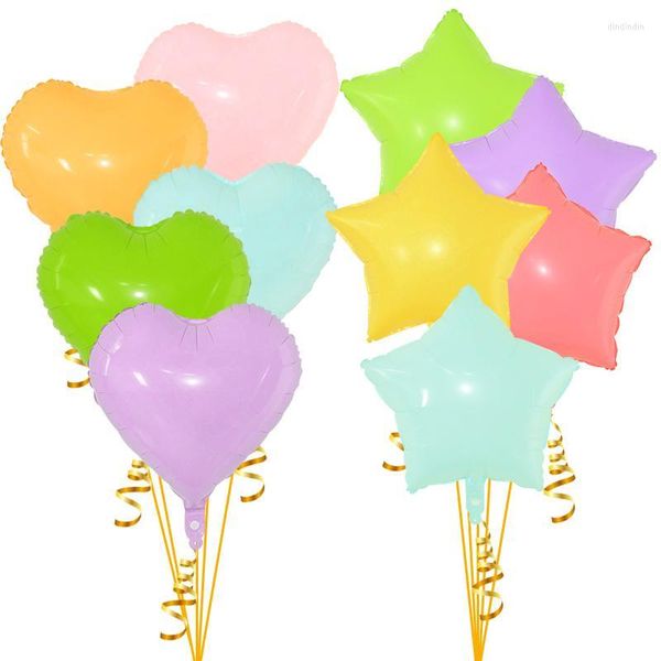 Decoração de festa 5pcs 18 polegadas Love Heart Coração e estrelas Balão de hélio Macaron colorido de alumínio Folha de casamento aniversário