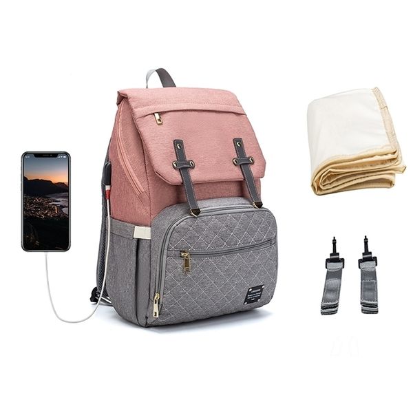 Wickelbeutel Lequeen Fashion Mommy Rucksäcke Großvolumen Mutterschaft Multifunktion Travel Windel Bag USB LPB25 221007