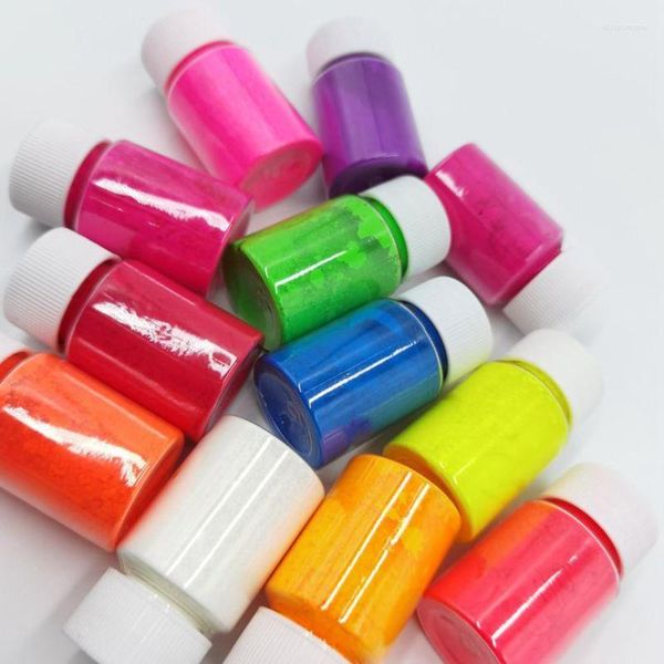 Glitter per unghie 12 colori Fosforo Neon Fluorescente Polvere Pigmento Arte Sapone Tintura Ombretto Manicure Polvere cromata