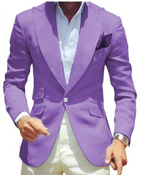 Brand New Lavender Men Smoking da sposa Groom Wear Peak Repel Slim Fit Uomo Blazer Prom Dinner Dress Abbigliamento formale Custom Made