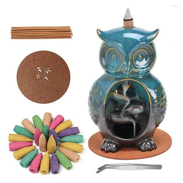 Lâmpadas de fragrâncias auspiciosas e de sucesso Cerâmica Animal BackFlow Incense Burner com 30 cones Sticks Cone Censer Home Decor