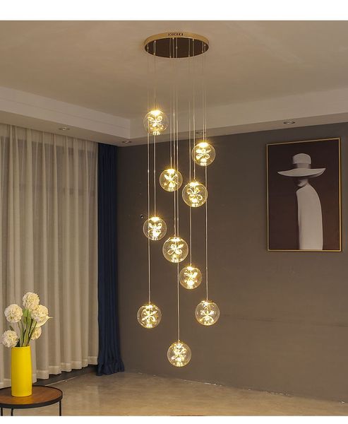 Современные спиральные люстры подвесные лампы гостиная вилла лофт золото/серебряная столовая кухня люстра хрустальная цветочная лестница