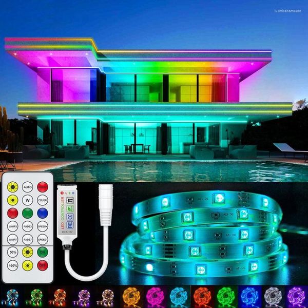 Tiras de tira LED Luz 2835 10m 5m Bluetooth Room Lights RGB LEDS Tape Diodo Diodo Decoração flexível DC12V Conjunto de adaptador