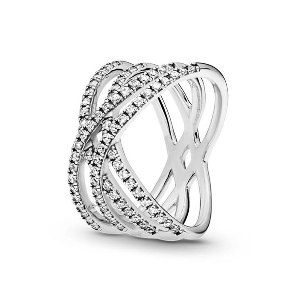 Stacking Line CZ Diamond Wedding Rings For Women Girls Autentico argento sterling con scatola originale per set di anelli regalo per fidanzate Pandora