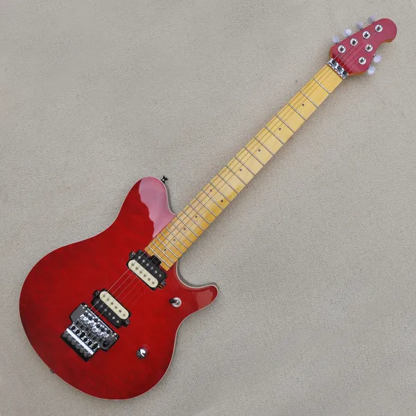 Guitarra elétrica vermelha personalizada com fábrica com bordo de bordo de bordo bordo braço da rocha dupla rocha pode ser personalizada