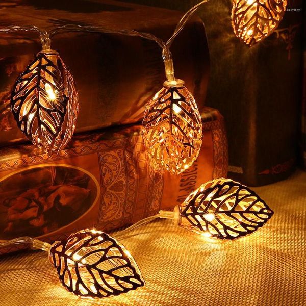 Strings Chiclits LED Fairy Lights 20 Metal Leaves String Light Battery Christmas For Festival Halloween Party Decorazione di nozze