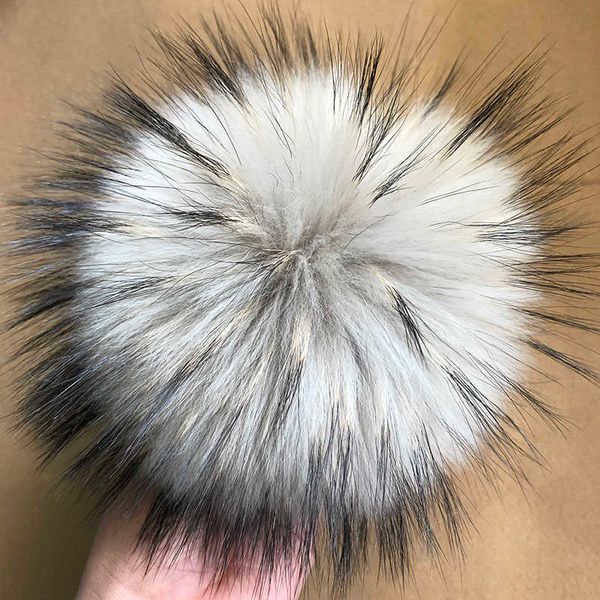 Outros 10-15cm de luxo rcoon pompom pompom natural chapéu de cabelo de cabelo pom pom de cabelo grande com fivela por atacado Y2210
