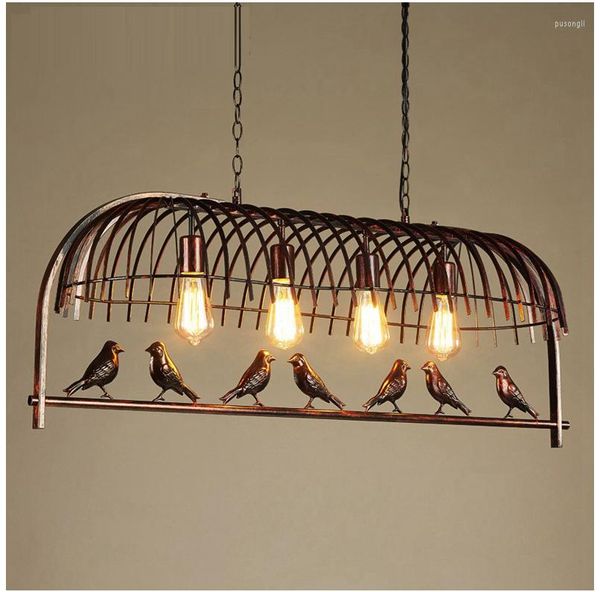 Lámparas colgantes Vintage Retro óxido pájaro jaula accesorio de iluminación Loft estilo Industrial restaurante cocina habitación hierro forjado lámpara colgante Deco