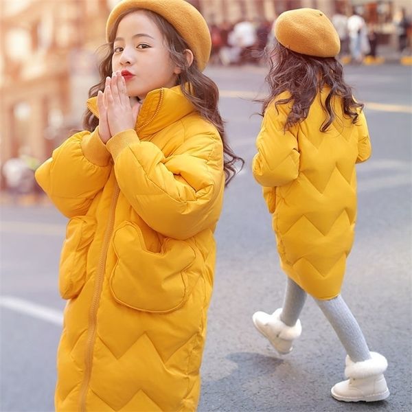 Casaco de baixo para meninas versão coreana Cotton Coted Roushed Hapfended Warm Child Winter Outerwear Stand Collar Casas Casacos Tocam jaqueta de moda 221007