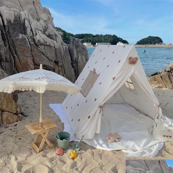 Altri articoli vari per la casa Ins Wind Versione coreana dell'orso Tenda da esterno per bambini Angolo lettura interna Casa da gioco con finestre tagliate Dhqci