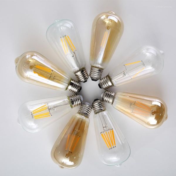 Vintage 2W 4W 6W 8W LED Edison Glühbirne E27 110V 220V Retro Ampullenlampe Filament Klar Bernstein Abdeckung