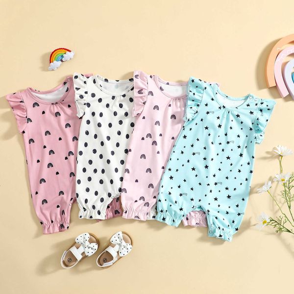 Rompers bebê verão roupas de algodão criança meninas meninas sem mangas impressão ohals bodysuits macacão macacão roupas casuais j220922