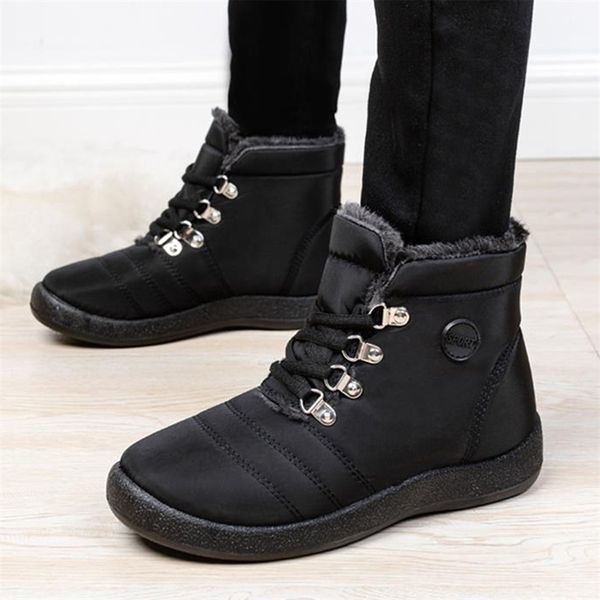 Boots Snow Mulheres Ladies Sapatos de Laceup Plus Size Size Tornozelo Casual Soft Winter Botas Mujer 221007