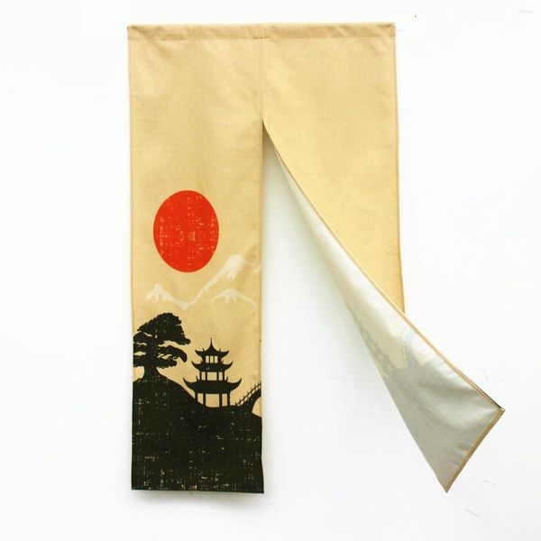 Curtain Noren Grande onda Fuji Mountain Japanese Cotton Linen Doorway