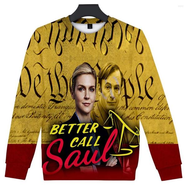 Мужские капюшоны лучше позвонить в сезон Saul Crewneckneck Женщины с длинным рукавом мужчины мужские толчки 2022 повседневное стиль 3D одежда