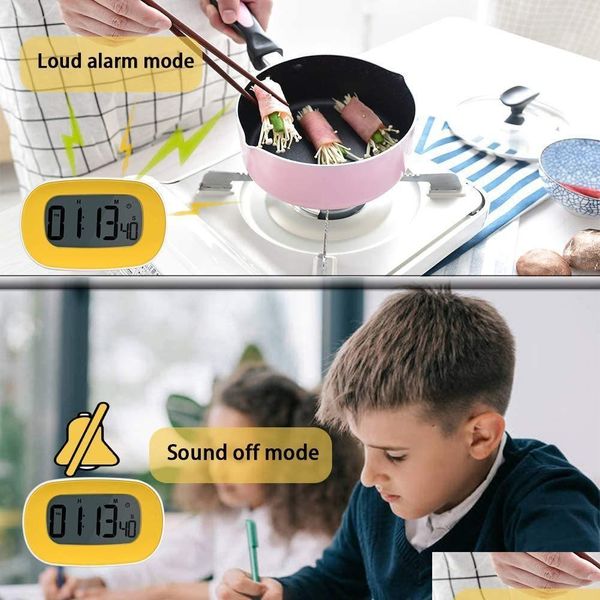 Timer da cucina Cronometro da cucina digitale Timer Sveglia Grandi cifre in grassetto 12/24 ore Tempo Conto alla rovescia Conto alla rovescia Conveniente Drop Bdesybag Dheou