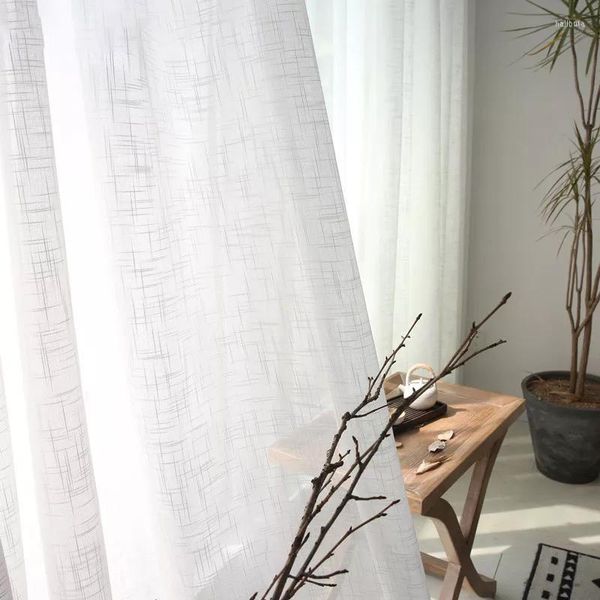 Cortina bileehome 50% sombreamento de linho de algodão macio de tule de tule para quarto sala de estar pura a janela de textics drapes decoração