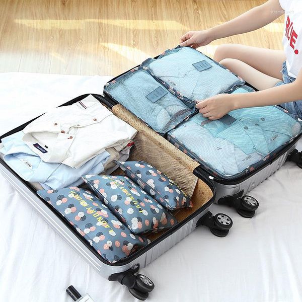 Aufbewahrungstaschen 6 teile/satz Reisetasche Set für Fall Schuhe Verpackung Cube Sack Kleidung Ordentlich Organizer Hause Kleiderschrank Zubehör Produkte