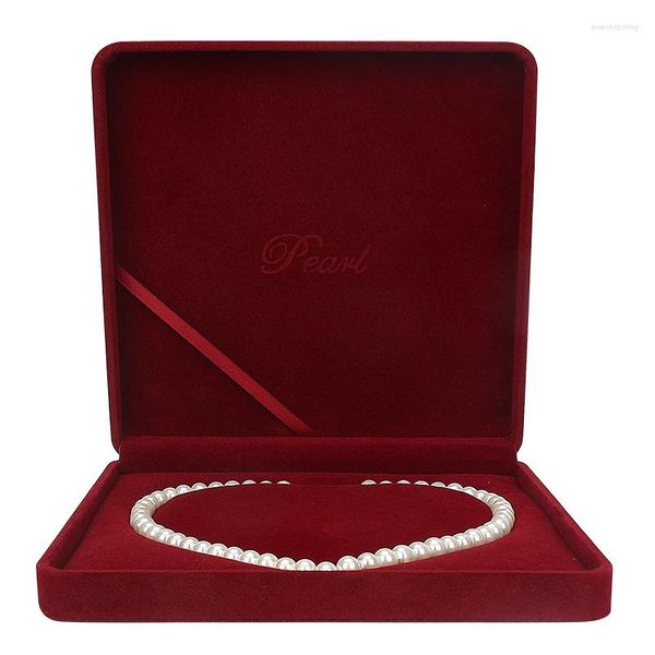 Sacchetti per gioielli Elegante scatola in velluto rosso per anelli femminili Orecchini Bracciale Collana di perle Confezione vintage Scatole regalo di nozze