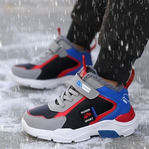 Sneakers infantil botas sapatos de inverno crianças neve high sport para meninos moda couro casual 221007